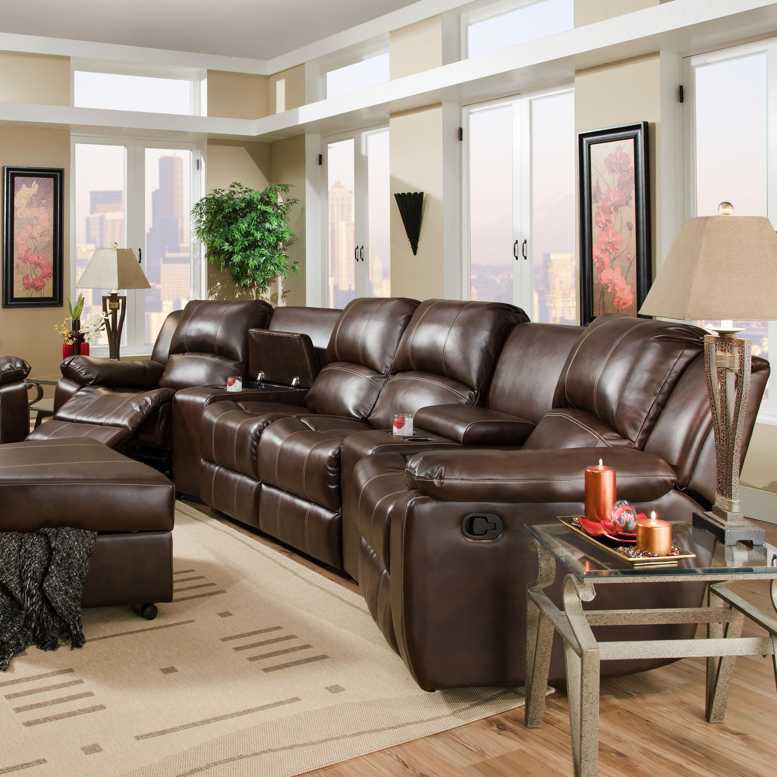 Brady Reclining Theater Seating with Center Loveseat Belfort